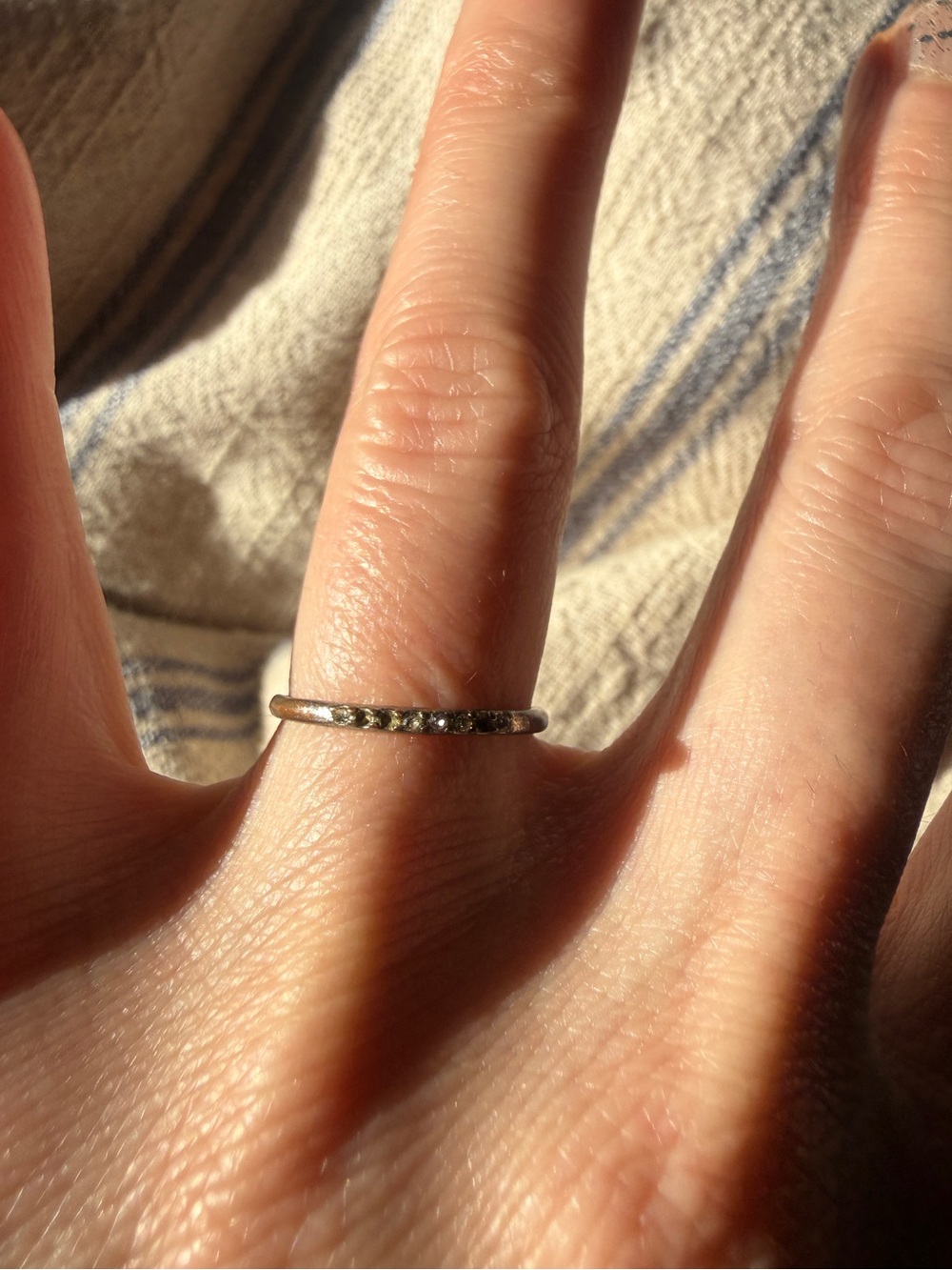 Vintage band dainty Delicate Silver Pavé Band Ring - Subtle Sparkle Sz 6